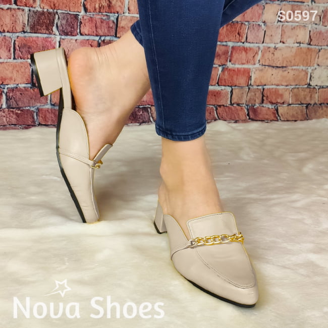 Mocasin Hermoso Y Elegante Beige / 35 Normal Zapatos Bajitos