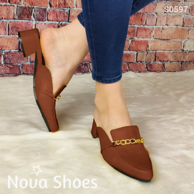 Mocasin Hermoso Y Elegante Cafe / 35 Normal Zapatos Bajitos