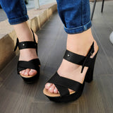 Zapato Diseñado Con Tiras Gruesas Negro / 35 Normal Zapatos Altos