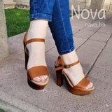 Zapato Con Faja Delantera Recta Unida Atras Cafe / 35 Normal Zapatos Altos