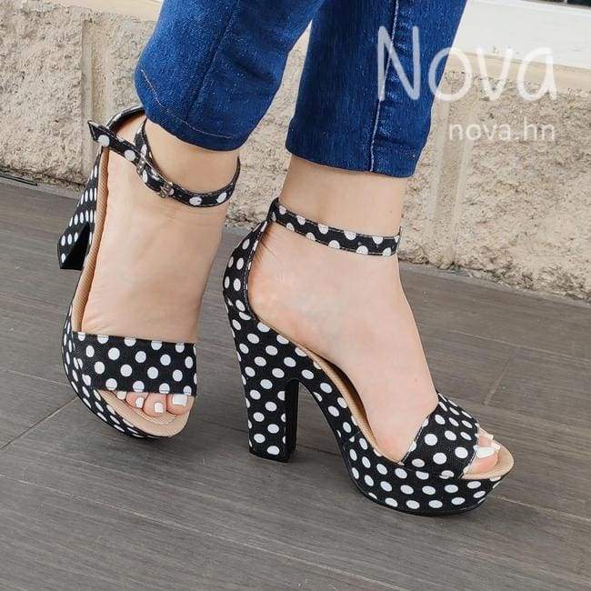 Zapato Con Patron De Puntos Estilo Femenino Y Discreto Zapatos Altos