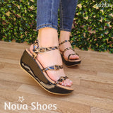 Original Plataforma Con Fajas Ajustables Y Diseño De Leopardo Ademas Hecho En Charol Zapatos