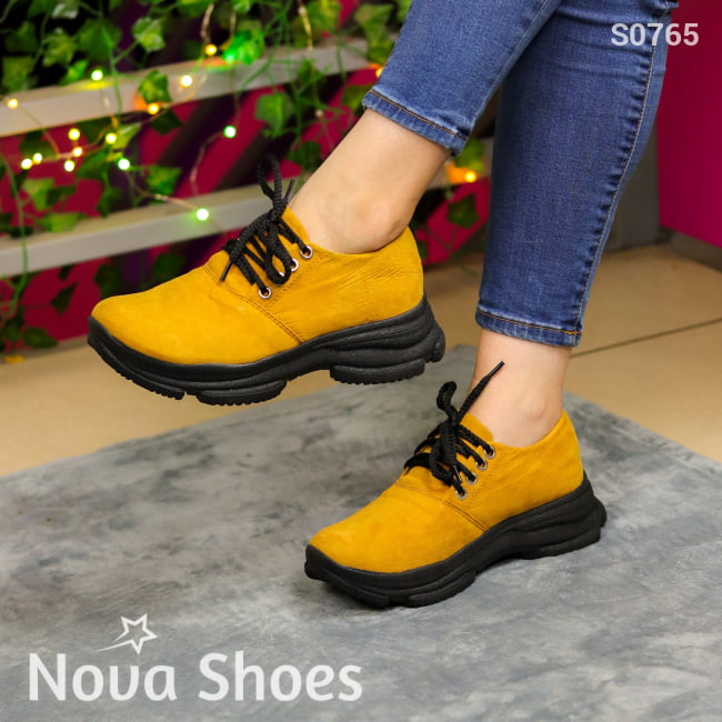 Burritos Comodos Y Livianos Hechos Con Suela Negra De Goma Amarillo / 35 Normal Tenis