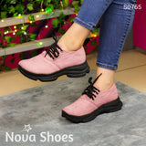 Burritos Comodos Y Livianos Hechos Con Suela Negra De Goma Rosado / 35 Normal Tenis