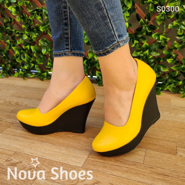 Plataforma Alta Totalmente Cerrada Amarillo / 35 Normal Zapatos Altos