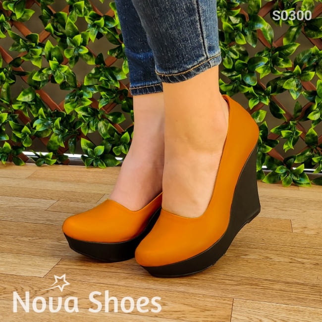 Plataforma Alta Totalmente Cerrada Anaranjado / 35 Normal Zapatos Altos