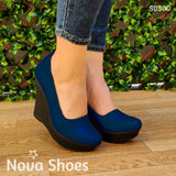 Plataforma Alta Totalmente Cerrada Azul / 35 Normal Zapatos Altos