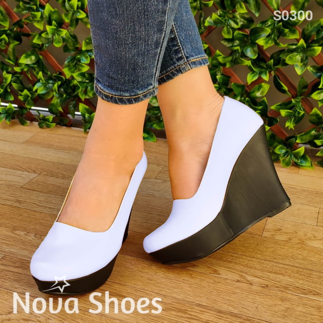Plataforma Alta Totalmente Cerrada Blanco / 35 Normal Zapatos Altos