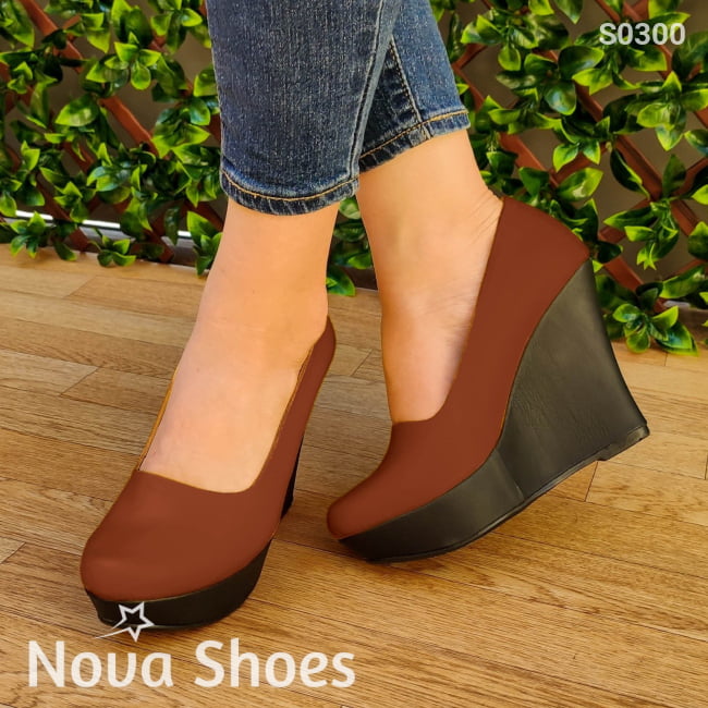 Plataforma Alta Totalmente Cerrada Cafe / 35 Normal Zapatos Altos