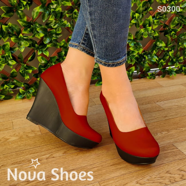 Plataforma Alta Totalmente Cerrada Rojo / 35 Normal Zapatos Altos