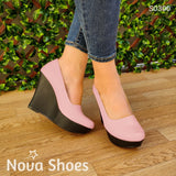 Plataforma Alta Totalmente Cerrada Rosado / 35 Normal Zapatos Altos