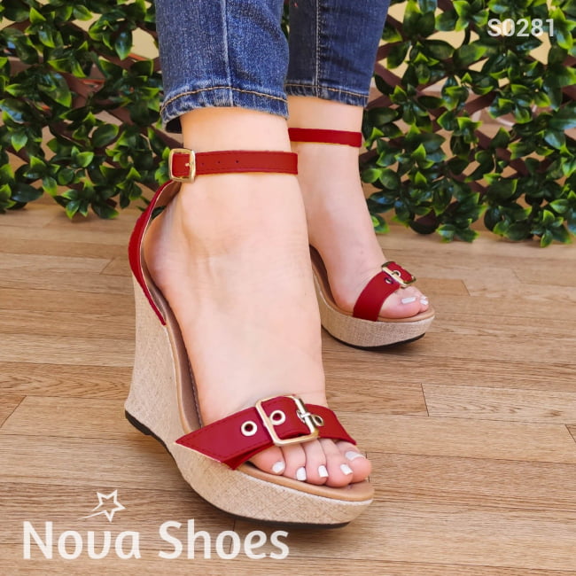 Plataforma Con Correa Frontal Ajustable Suela Forrada De Bramante Zapatos Altos