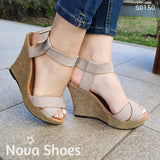 Plataforma De Gamuza Con Fajas Cruzadas Beige / 35 Normal Zapatos Altos