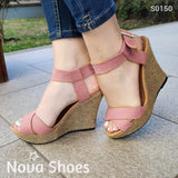 Plataforma De Gamuza Con Fajas Cruzadas Rosado / 35 Normal Zapatos Altos