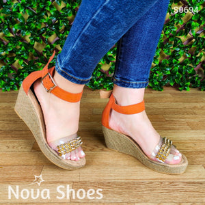 Plataforma De Gamuza. Zapato Diseño Exclusivo Nova Shoes Anaranjado / 35 Normal Zapatos Medianos