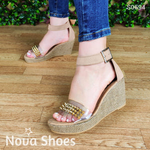 Plataforma De Gamuza. Zapato Diseño Exclusivo Nova Shoes Beige / 35 Normal Zapatos Medianos