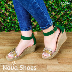 Plataforma De Gamuza. Zapato Diseño Exclusivo Nova Shoes Verde / 35 Normal Zapatos Medianos