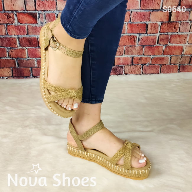 Plataforma Elaborada De Fajas Yute Zapatos Medianos