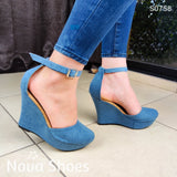 Plataforma Elaborada En Totalmente Tela De Jean Disponible Dos Tonalidades. Estilo Cerrado Adelante