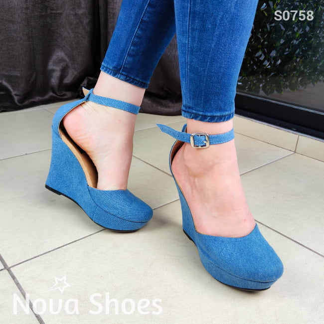 Plataforma Elaborada En Totalmente Tela De Jean Disponible Dos Tonalidades. Estilo Cerrado Adelante