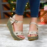 Plataforma En Estilo Unico Color Beige Zapatos Medianos