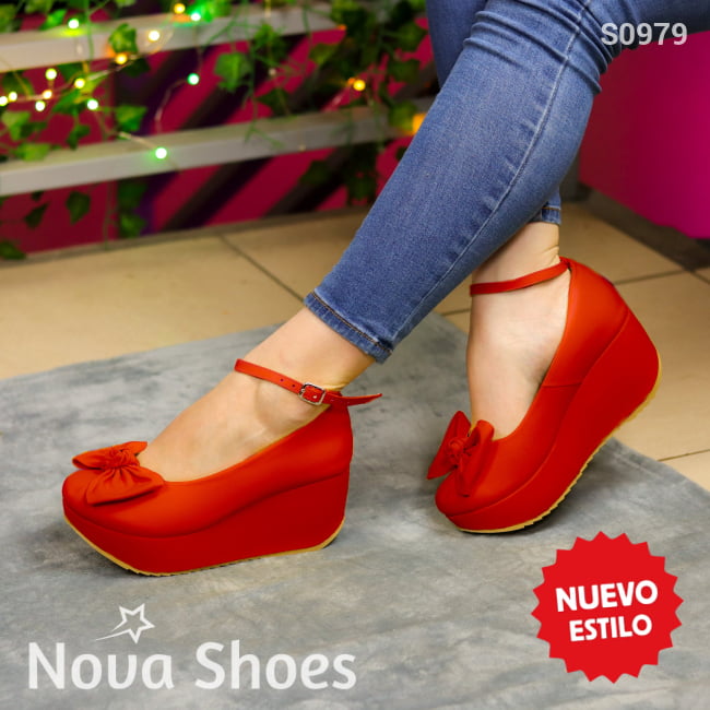 Plataforma Forrada Y Chongo Para Estilizar Tu Figura Rojo / 34 Normal Zapatos Medianos