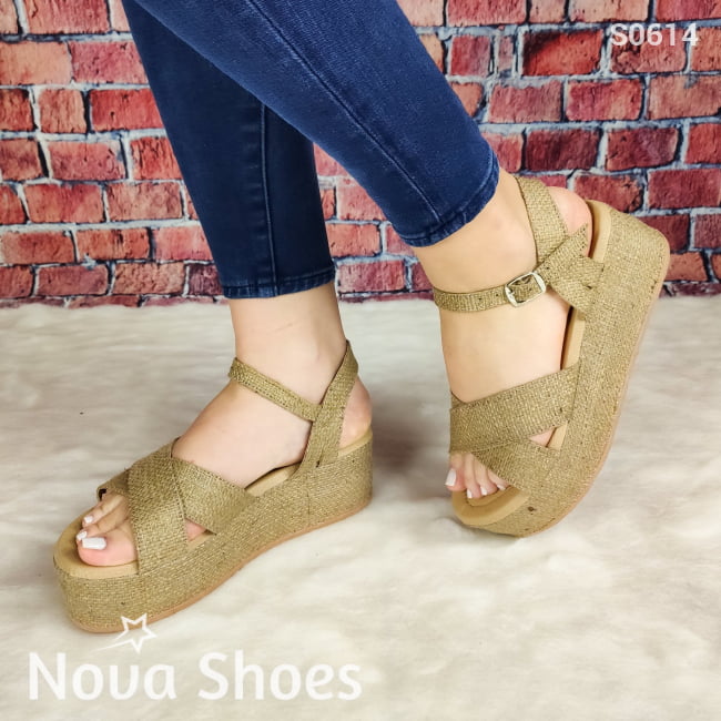 Plataforma Hecha De Tela Estilo Cañamo Zapatos Medianos