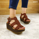 Plataforma Oscura Hecha Con Cuerina Cafe / 34 Normal Zapatos Medianos
