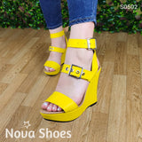 Plataforma Super Coqueta Con 3 Fajas Sexys Amarillo / 35 Normal Zapatos Altos