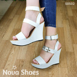 Plataforma Super Coqueta Con 3 Fajas Sexys Blanco / 35 Normal Zapatos Altos