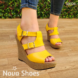 Plataformas Con Diseño Moderno Suela De Bramante Amarillo / 35 Normal Zapatos Altos