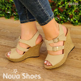 Plataformas Con Diseño Moderno Suela De Bramante Beige / 35 Normal Zapatos Altos