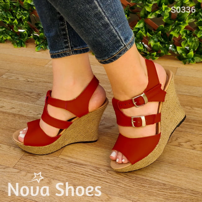 Plataformas Con Diseño Moderno Suela De Bramante Rojo / 35 Normal Zapatos Altos