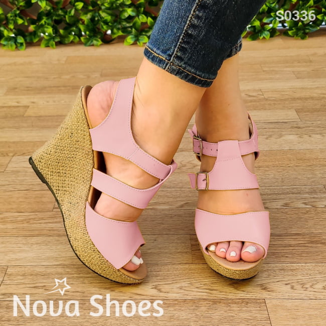 Plataformas Con Diseño Moderno Suela De Bramante Rosado / 35 Normal Zapatos Altos