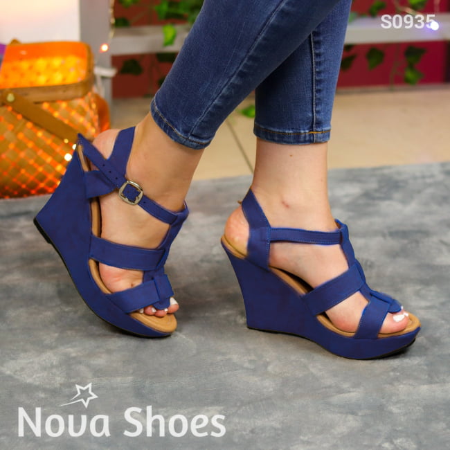 Plataformas De Gamuza Para Uso Versatil La Mujer Moderna Azul / 35 Normal Zapatos Altos