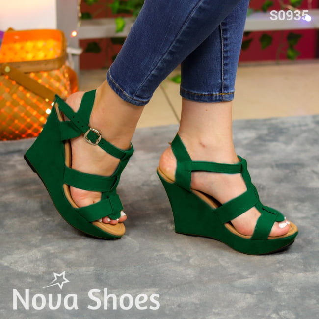 Plataformas De Gamuza Para Uso Versatil La Mujer Moderna Verde / 35 Normal Zapatos Altos