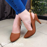 Refinado Y Delicadito Zapato De Tacon Delgado. Muy Elegante Cafe / 35 Normal Zapatos Medianos