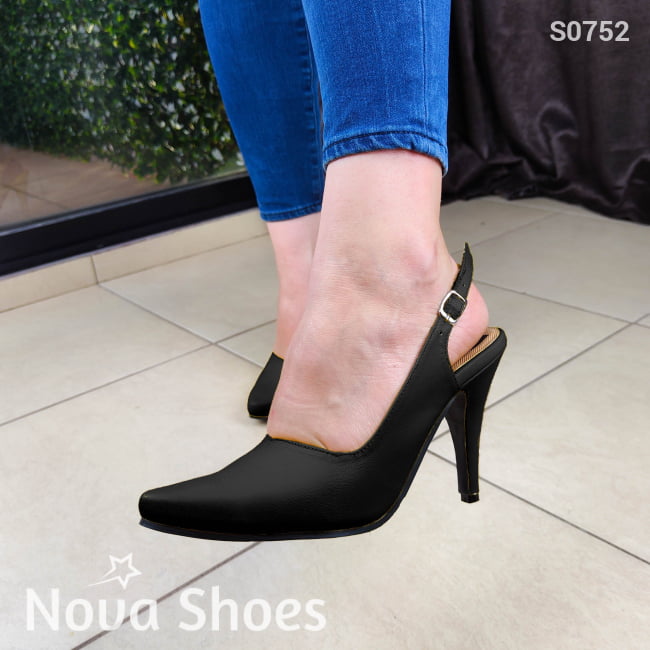 Refinado Y Delicadito Zapato De Tacon Delgado. Muy Elegante Negro / 35 Normal Zapatos Medianos