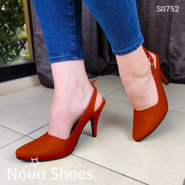 Refinado Y Delicadito Zapato De Tacon Delgado. Muy Elegante Rojo / 35 Normal Zapatos Medianos