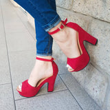 Sexy Estilo Abierto De Enfrente Faja Gruesa Buen Soporte En La Parte Atras Rojo / 35 Normal Zapatos