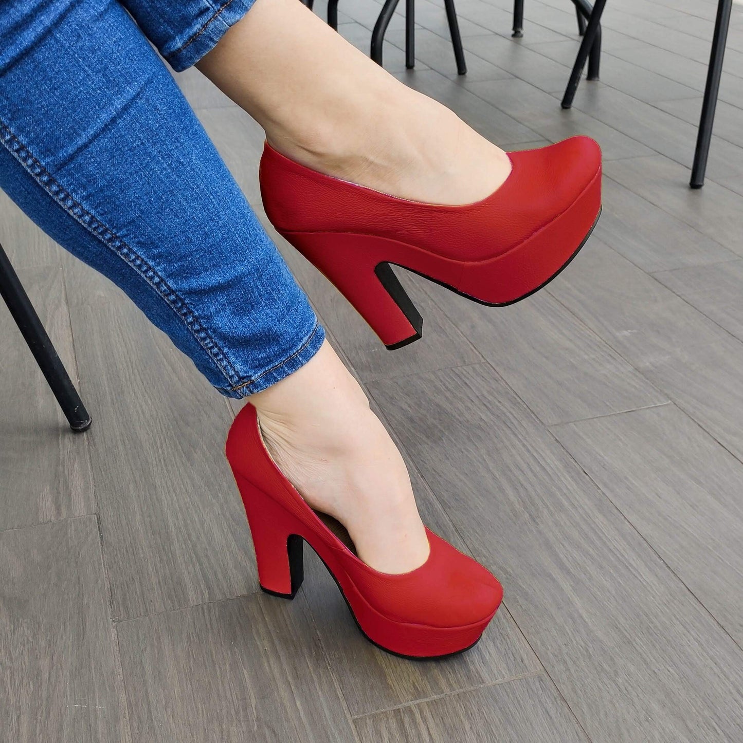 Zapato Totalmente Cerrado Estilo Formal Para Oficinas Rojo / 35 Normal Zapatos Altos