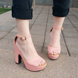 Zapato Alto Tacón Cuadrado. Con Faja Abierta Semicircular En La Parte De Enfrente Rosado / 35 Normal