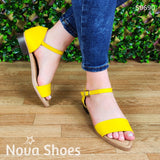 Sandalia Abierta Construida Con Un Taconcito Pequeño Amarillo / 35 Normal Zapatos Bajitos