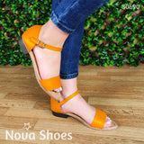 Sandalia Abierta Construida Con Un Taconcito Pequeño Anaranjado / 35 Normal Zapatos Bajitos
