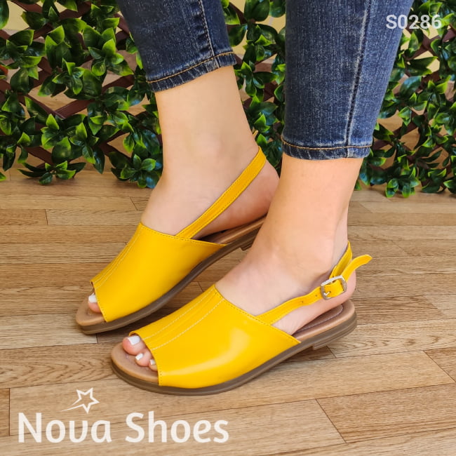 Sandalia Bajita Semi Cerrada Amarillo / 35 Normal Zapatos Bajitos