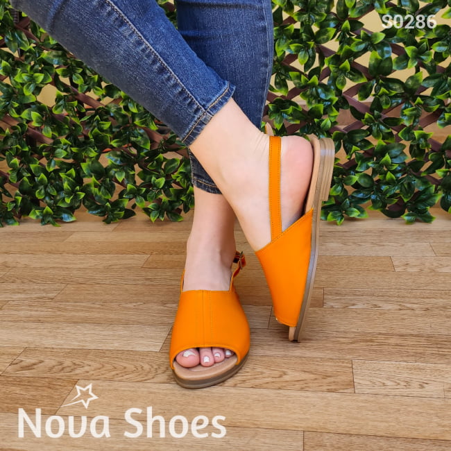 Sandalia Bajita Semi Cerrada Anaranjado / 35 Normal Zapatos Bajitos