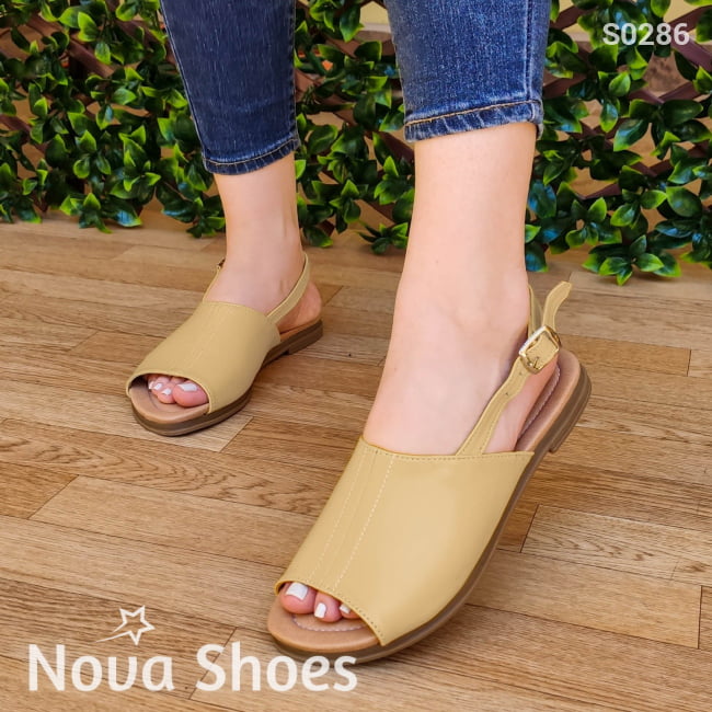 Sandalia Bajita Semi Cerrada Beige / 35 Normal Zapatos Bajitos