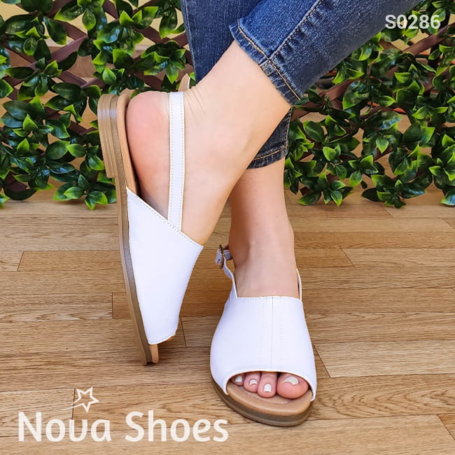 Sandalia Bajita Semi Cerrada Blanco / 35 Normal Zapatos Bajitos