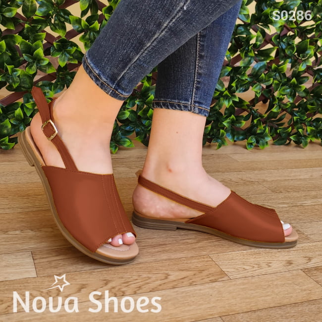 Sandalia Bajita Semi Cerrada Cafe / 35 Normal Zapatos Bajitos