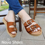 Sandalia Con Dos Hebillas Ajustable Cafe / 34 Normal Zapatos Medianos